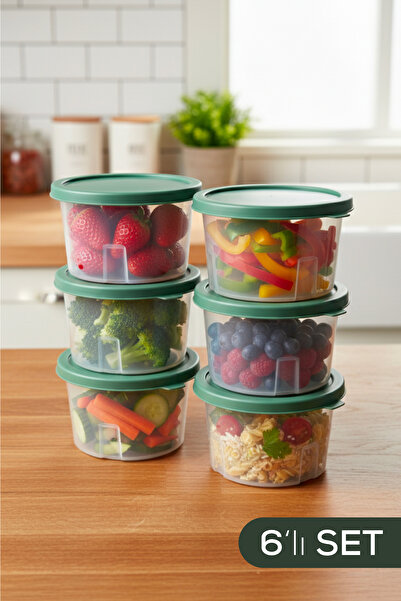 Vienev 6 Pieces 650 ml Round Multi-Purpose Storage Container Set Green