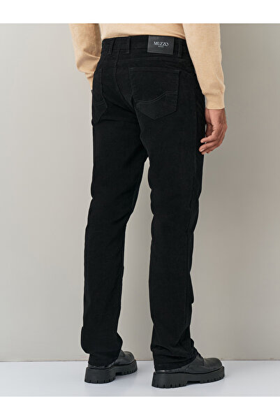 muzzo jeans Regular Fit Siyah Kadife Pantolon