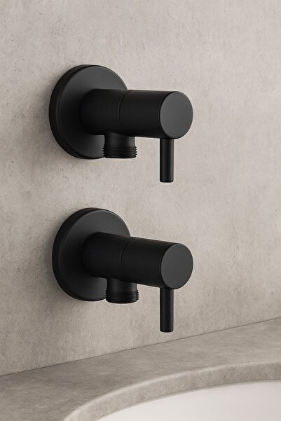 Viosa Mat Siyah Çubuk Kollu Taharet Musluğu 2'Li Ayna Dahil