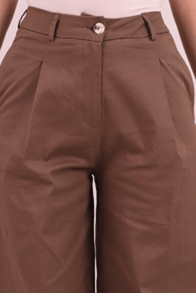 armonika Women's Mink High Waist Front Pleated Detail Wide Leg Pants Arm-26K136041