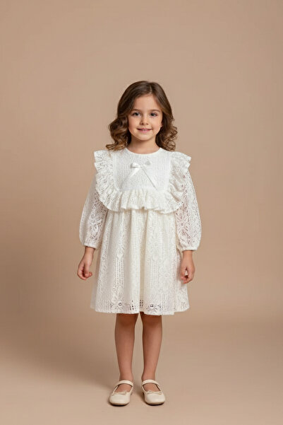 ALYRA Κοριτσάκι Παιδικό μακρυμάνικο φιόγκο με βολάν Γαμήλιο φόρεμα γιορτής γενεθλίων