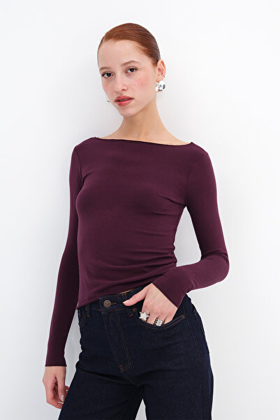 Addax Long Sleeve Basic Blouse B1846