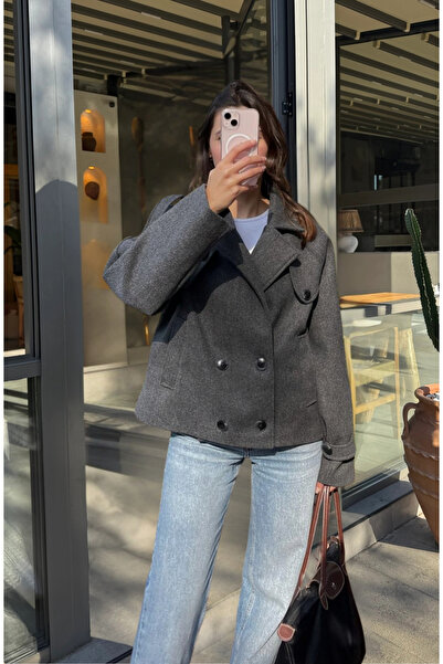 SHILSEE BEUTİQUE ЖІНОЧИЙ КАШЕ КРУВАЗЕ КОМИР З ПЛЕЧАМИ І ГУДЗИКАМИ АНТРАЦИТ