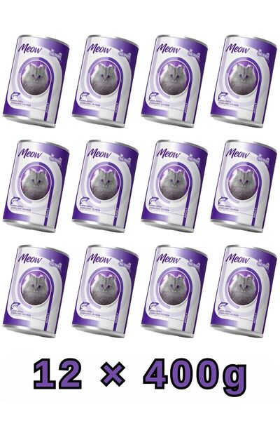 Pet Steps Meow مياو طعام معلب للقطط البالغة المعقمة - بنكهة السلمون– 400 جم -...