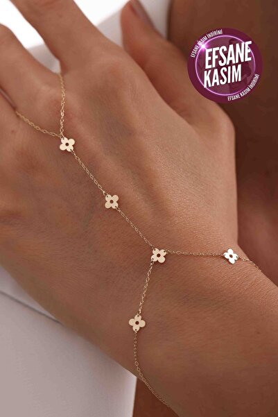 Gianfranco 14 Ayar Altın Yonca Form Işıltılı Şahmeran