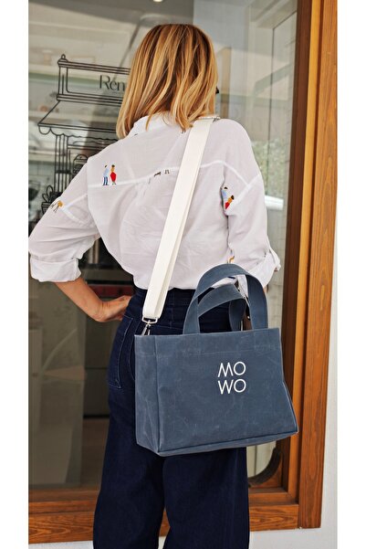 MOWO Mumlu Canvas Mini Tote Bag Kadın Çantası DENIM
