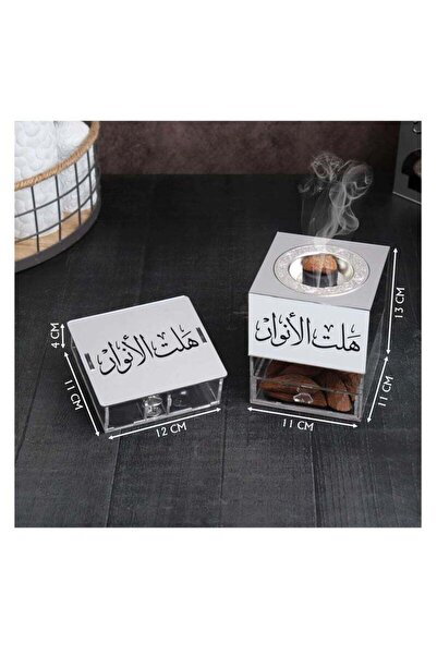 Story of candle An incense burner with a box for storing incense, bearing the inscription "The Lights Have Arrived," along with tongs, a lighter, and charcoal.