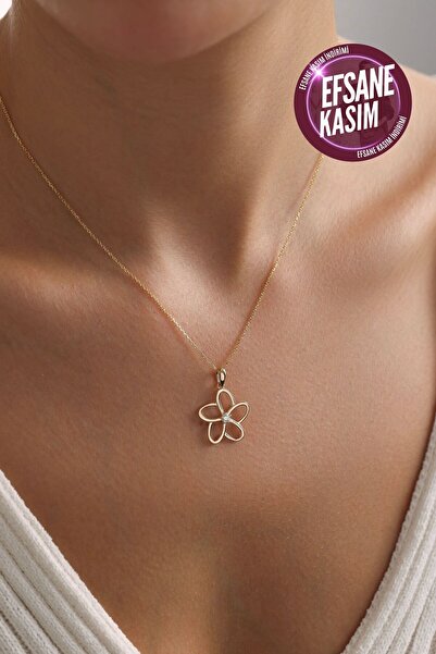 Gianfranco 14 Ayar Altın Tek Taşlı Çiçek Kolye Ucu