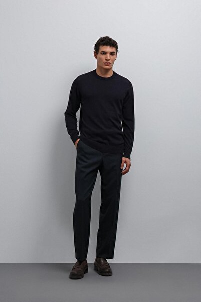 Antioch Navy Blue Soft Textured Basic Men's Sweater