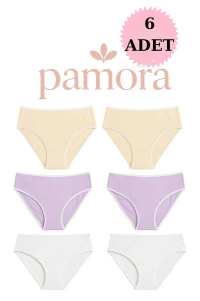 PAMORA 6-Piece Women's Cotton All-Way Stretch Bikini Panties Set – Breathable Comfortable Fabric