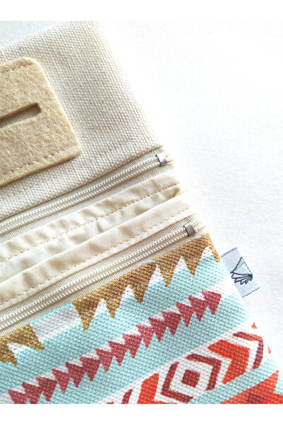 Kirpiwork Naturel Boho Kanvas Tütün Çantası