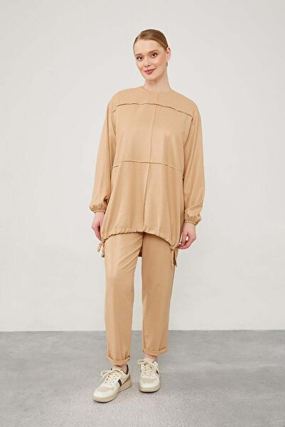 Levidor K.Beige Asymmetrical Cut Trousers Double Suit