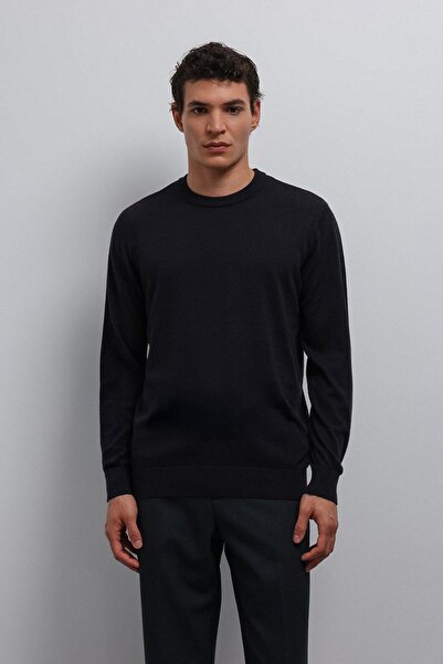 Antioch Navy Blue Soft Textured Basic Men's Sweater