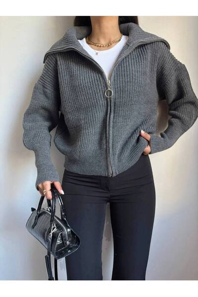 Nopen Knitwear Women's Anthracite Knitwear Cardigan