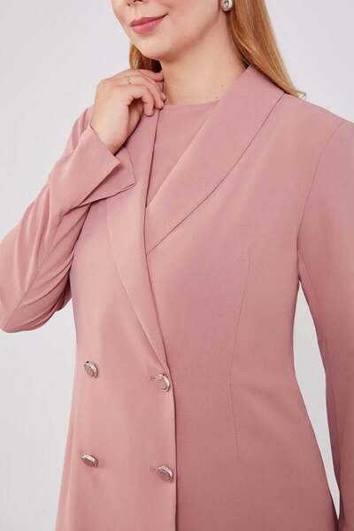 Levidor Double Breasted Blazer Jacket Set - Powder