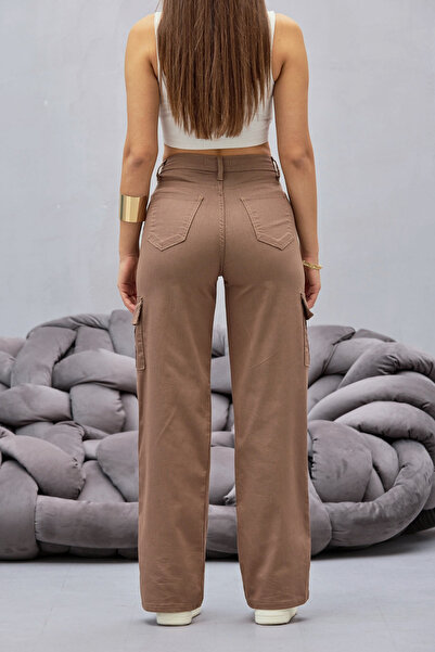 BİKELİFE Kalhoty Norek Cargo Pocket Lycra s vysokým pasem a širokými nohavicemi