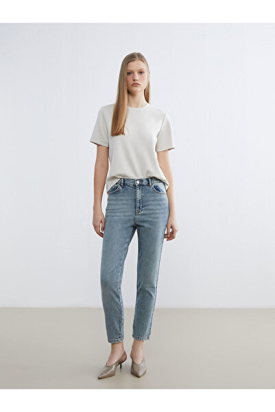 LC Waikiki Mom Fit Women's Jean Trousers with Elastic Waist