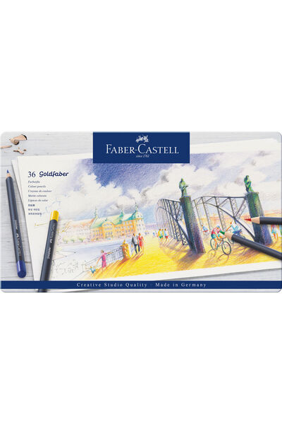 Faber Castell Creioane colorate Faber-Castell cu tăietură metalică, 36 de cul...