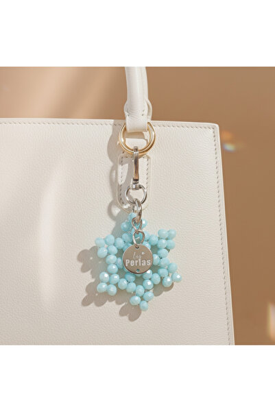 Las Perlas سلسلة مفاتيح على شكل نجمة ندفة الثلج من الخرز الكريستالي لحقيبة اليد