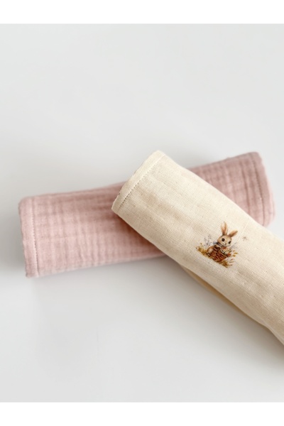 Muukh store Dört Kat Müslin Bebek Omuz Örtüsü Pembe | Gaz Çıkarma Örtüsü | 2'...