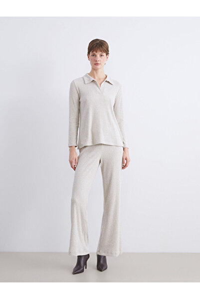 LC Waikiki Peak New Season Plus Size Elastic Waist Textured Women's Trousers