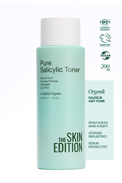 The Skin Edition Organik Sertifikalı Doğal Salisilik Asit Tonik 200 ml | Siyah Nokta Karşıtı, Gözenek Sıkılaştırıcı