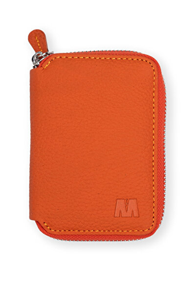 MFT Leather Design محفظة لوتس للجنسين من الجلد الطبيعي - برتقالي مطفي (1616)