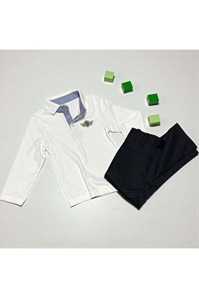 RYZE ÇOCUK Fleece-Lined Kolej Montlu Shirt-Collar Sweatshirt Three-Piece Bottom-Up Set Gray