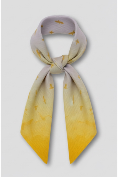 miremiran Fular bandana şifon 70x70 sarı kuşlar deseni