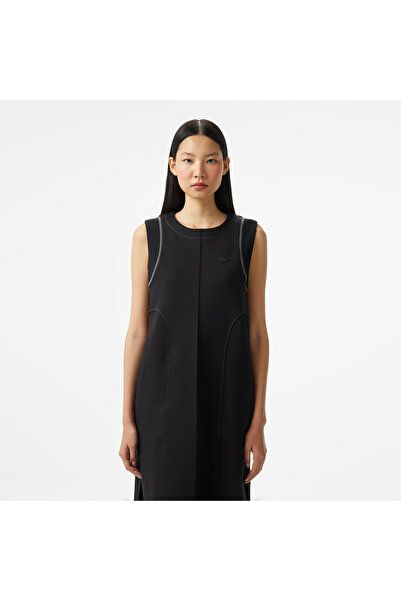 Lacoste Kadın Relaxed Fit Kolsuz Bisiklet Yaka Siyah Elbise