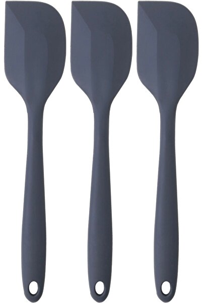 Kitchen Design Lab Silikon Yassı Spatula Büyük Boy Yanmaz Set 3 Parça - Antra...