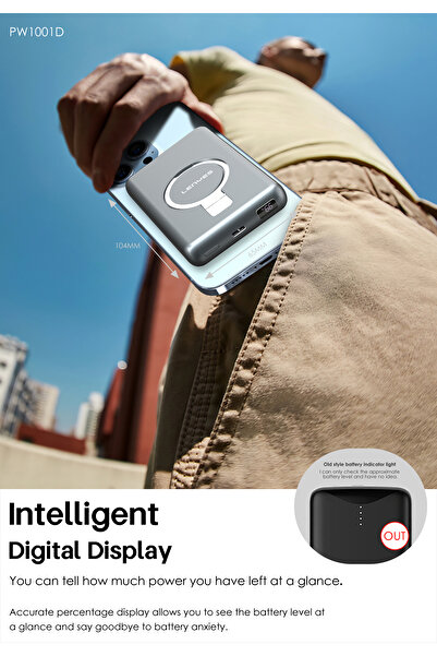Lenyes PW1001D Wireless Powerbank PD 22.5W Gray