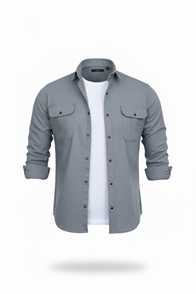 Mero Life Чоловіча сіра вузька сорочка з вузьким кроєм