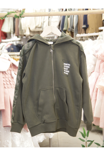 nk kids Nk Kid Boy's Zippered Cardigan Khaki 49308