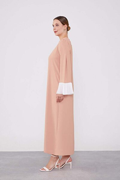 Levidor Chiffon Pleated Salmon Dress