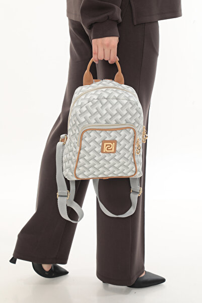 Piedra Rucsac multifuncțional din material din piele artificială cu model 3D de culoare alb maro