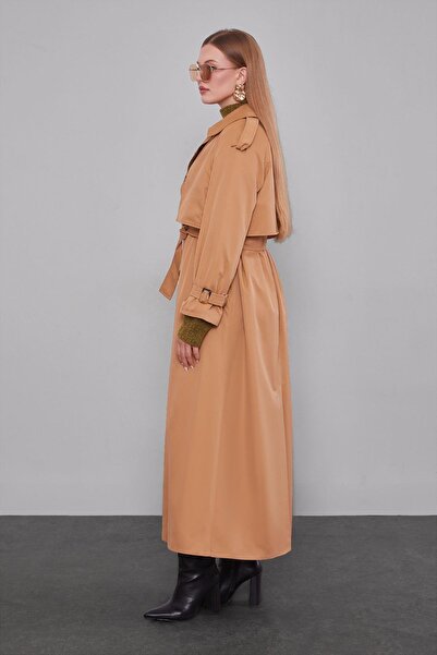 Levidor Camel Kemer Detaylı Trençkot