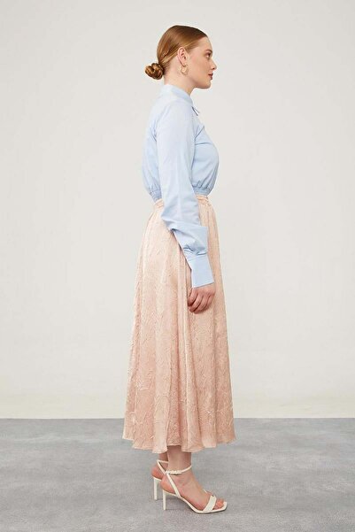 Levidor Satin Skirt - Powder Color, Elastic Waist