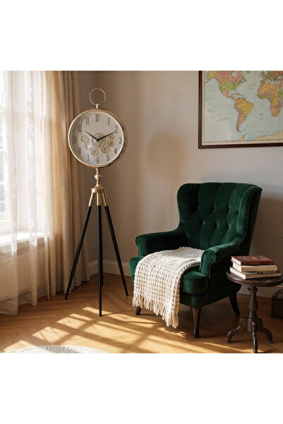 PELLE DESİGN Tripot Ayaklı Çarklı Saat , Ayaklı Saat