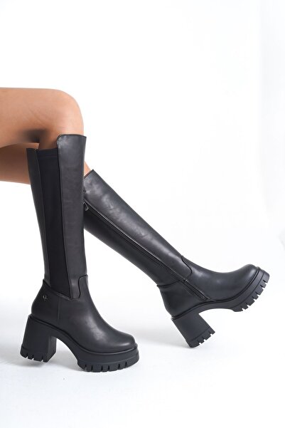 SEEM & BE Černé dámské kozačky Elsa - elastický silný podpatek a detail zipu