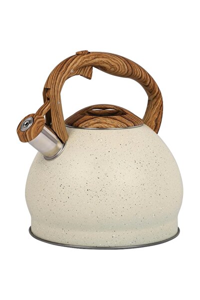 Belle Vous Fierbător cu fluierat, oțel inoxidabil, 3 L, 23 x 23 x 23 cm, compatibil cu toate tipurile de plite, bej