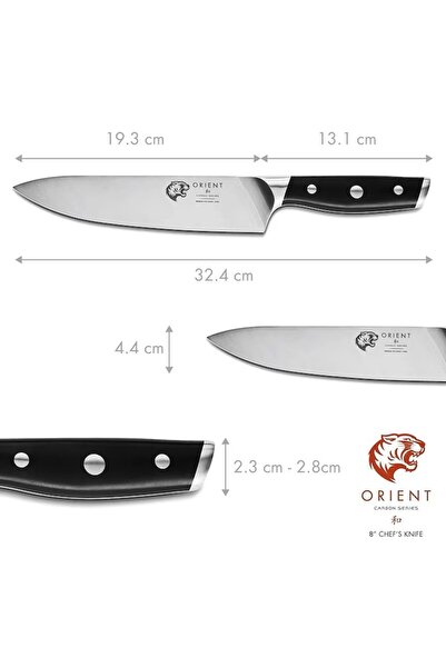 Orient Knife, Carbon Series X50 Ultra +, premium, German stainless steel, blade guard, black