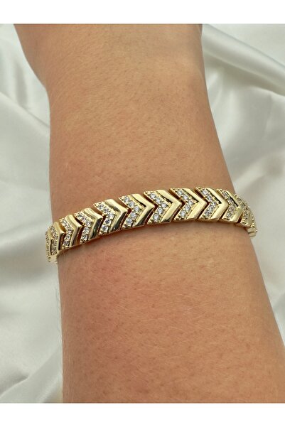 Snartun Xuping Gold Chevron Desenli Bileklik | Şık ve Modern Görünüm I Özel Kutulu