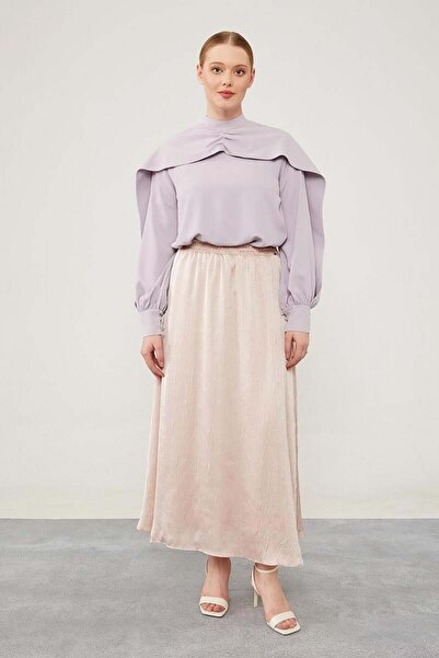 Levidor Satin Skirt - Powder, Elastic Waist