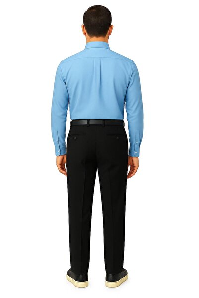 BURSPA Rahat Kesim Klasik Pamuklu Keten Siyah Baba Erkek Pantolon