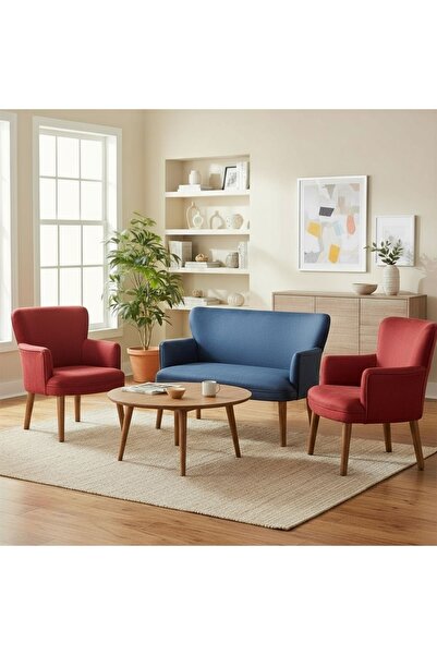 ARYANS HOME Ahşap ayaklı Kumaş Ofis Koltuğu Ofis Bekleme Koltuk Takımı Çay Se...