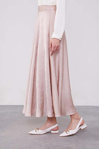 Levidor Powder Colored Satin Crochet Skirt