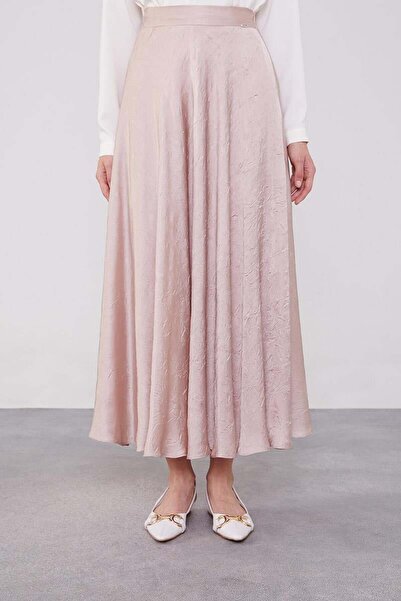 Levidor Powder Colored Satin Crochet Skirt