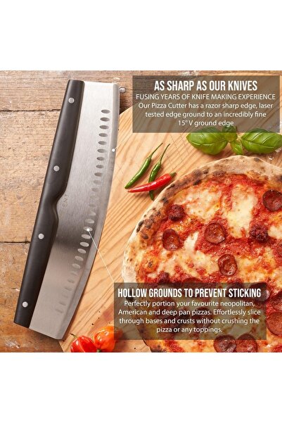 Orient Pizza knife, Carbon Series, 34 cm, stainless steel, Ergo Grip handle, blade protection, Black