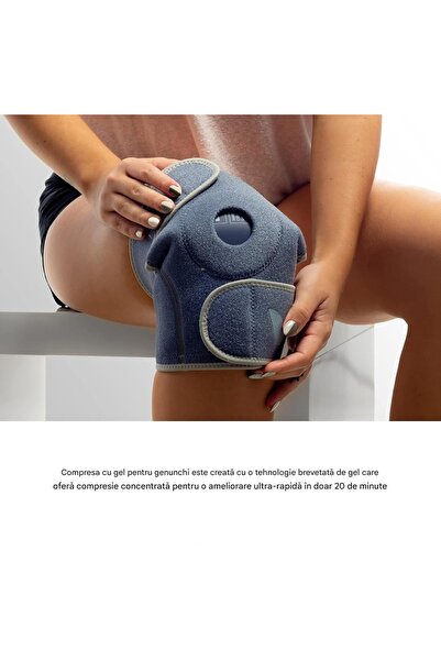Medcosa Orteză pentru genunchi, compresă termică cu gel, curele velcro, textilă, universală, ameliorează durerea, inflamația, albastră